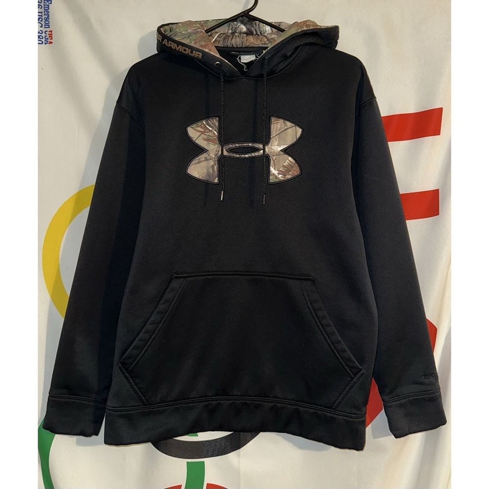 Under Armour Storm Hoodie Mens Small Black Camo Hunting